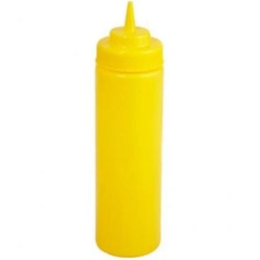 Winco PSW-12Y 12 oz. Yellow Wide Mouth Squeeze Bottle - 6/Pack
