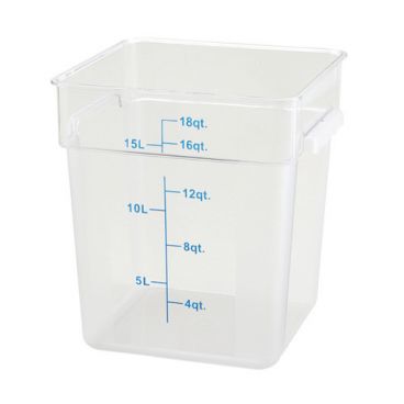 Winco PTSC-18 18 Qt. Polypropylene Square Food Storage Container