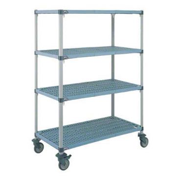 Metro Q336BG3 36" x 18" MetroMax Q Open Grid Antimicrobial Shelving Unit With Rubber Casters With Brakes