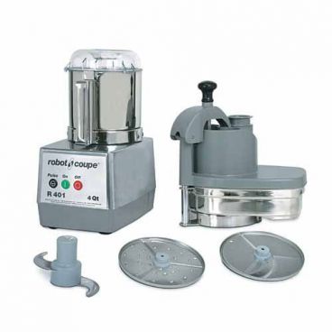 Robot Coupe R401 1.5 HP Combination Continuous Feed Food Processor with 4.5 Qt. Stainless Steel Bowl - 120V
