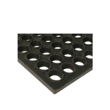 Winco RBMI-33K 3' x 3' Black Rubber Anti Fatigue Interlocking Floor Mat