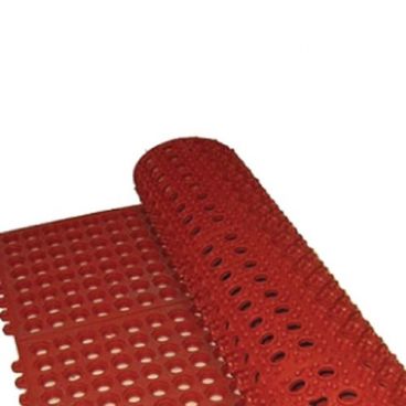 Winco RBMI-33R 3' x 3' Red Rubber Interlocking Floor Mat