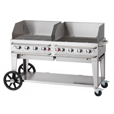 Crown Verity RCB-60WGP-SI 58" Pro Series Outdoor Rental Grill with Single Gas Connection and Wind Guard Package