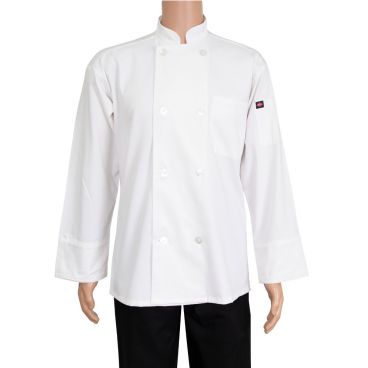 Ritz RZEC82X Kitchen Wears 2XL (52-54) White Economy Long Sleeve 8-Button Cotton/Poly Twill Chef Coat