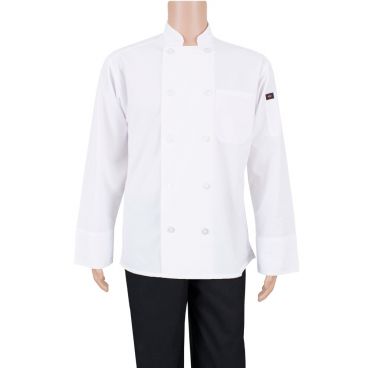Ritz RZPPCOATWHSM Kitchen Wears Small (36-38) White Long Sleeve 10 Button Poly/Cotton Poplin Chef Coat