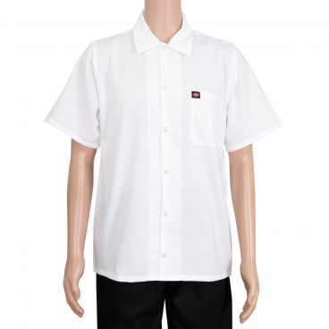 Ritz RZSHIRT1X Kitchen Wears 1XL White Short Sleeve 6-Snaps Poly/Cotton Poplin Cook Shirt