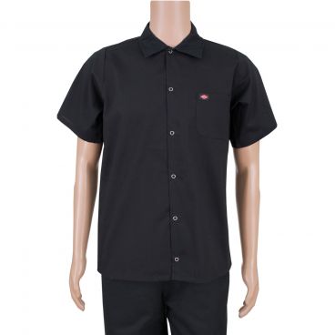 Ritz RZSHIRTBK3X Kitchen Wears 3XL Black Short Sleeve 6-Snaps Poly/Cotton Poplin Cook Shirt