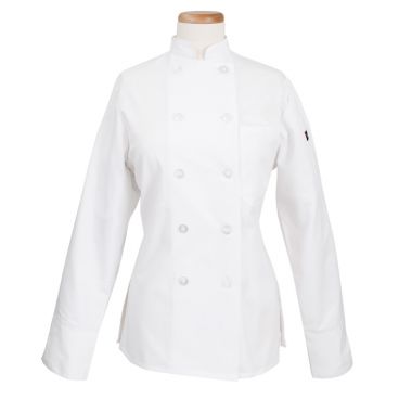 Ritz RZWWCOATWHM Kitchen Wears Medium White Long Sleeve 10 Button Poly/Cotton Twill Women's Chef Coat