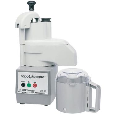 Robot Coupe R301 1.5 HP Combination Continuous Feed Food Processor with 3.5 Qt. Gray Polycarbonate Bowl - 120V