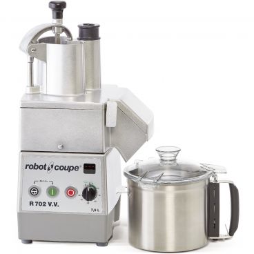 Robot Coupe R702VV 7.5 Liter Capacity 2 HP 300-3500 RPM Variable Speed Commercial Combination Food Processor With Continuous Feed Kit And Stainless Steel Bowl, 120V 1-Phase