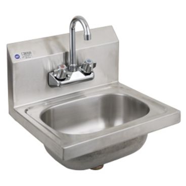 Royal Industries ROY HS 15 Stainless Steel 15" Wall Mounted Hand Sink with Gooseneck Faucet