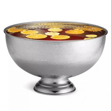 Tablecraft RPB1513 14 Qt. Stainless Steel Punch Bowl with Rice Pattern