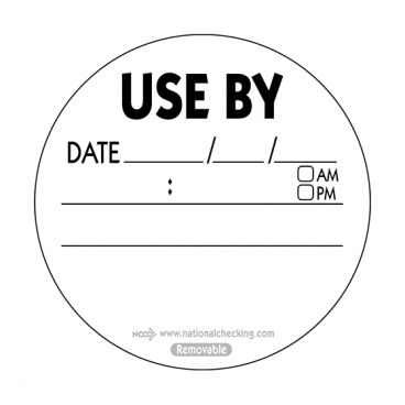 National Checking RUB3R 3" Circle USE BY Removable Food Rotation Labels, Roll of 500