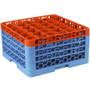 Carlisle RW30-3C412 OptiClean NeWave 30 Compartment Glass Rack, Orange Color-Coded with 4 Extenders