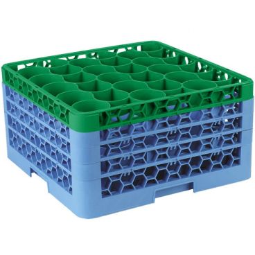 Carlisle RW30-3C413 OptiClean NeWave 30 Compartment Glass Rack, Green Color-Coded with 4 Extenders
