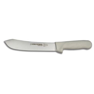 Dexter Russell 04133 Sani-Safe 8" Butcher Knife with High Carbon Steel Blade and White Polypropylene Handle