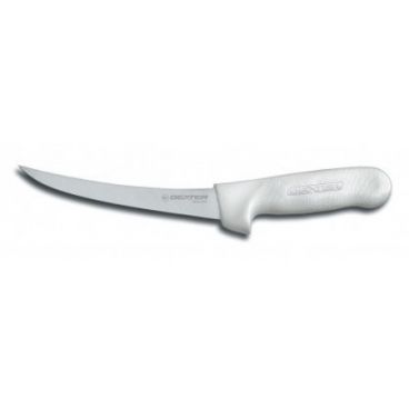 Dexter Russell 01493 Sani-Safe 6" Curved Boning Knife with Narrow High Carbon Steel Blade and White Polypropylene Handle