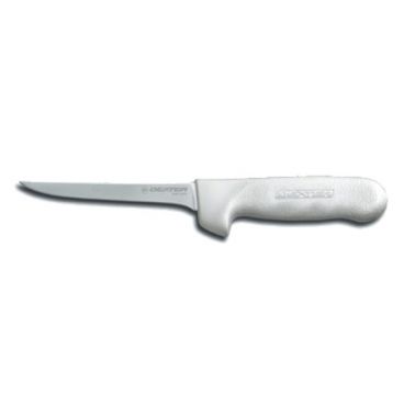 Dexter Russell 01513 Sani-Safe 5" Flexible Boning Knife with Narrow High Carbon Steel Blade and White Polypropylene Handle