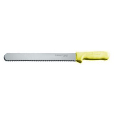 Dexter Russell 13463Y Sani-Safe 12" Scalloped Roast Slicer with High-Carbon Steel Blade and Yellow Handle 