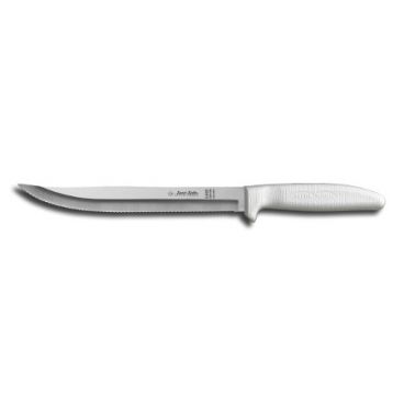 Dexter Russell 13553 Sani-Safe 8" Scalloped Edge Utility Slicer with High-Carbon Steel Blade and White Handle