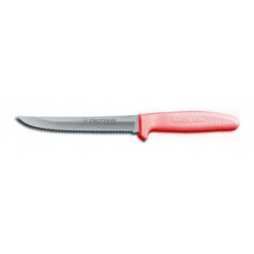 Dexter Russell 13303R Sani-Safe 6" Scalloped Utility Slicer with High-Carbon Steel Blade and Red Handle
