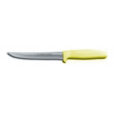 Dexter Russell 13303Y Sani-Safe 6" Scalloped Utility Slicer with High-Carbon Steel Blade and Yellow Handle