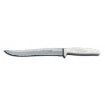 Dexter Russell 13483 Sani-Safe 8" Scalloped Utility Slicer with High-Carbon Steel Blade and White Handle