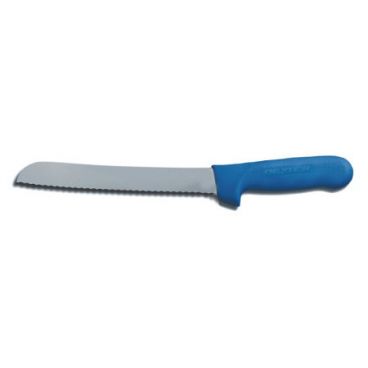 Dexter Russell 13313C Sani-Safe 8" Scalloped Edge Bread Knife with High-Carbon Steel Blade Blue Handle