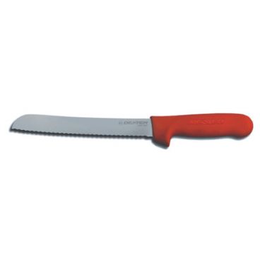 Dexter Russell 13313R Sani-Safe 8" Scalloped Edge Bread Knife with High-Carbon Steel Blade and Red Handle