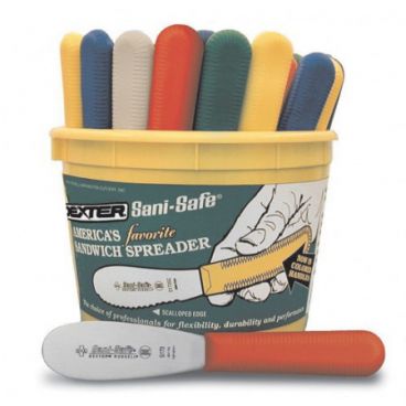 Dexter Russell 18513 48 Count Bucket of Multi-Colored Handle Sani-Safe Spreaders 