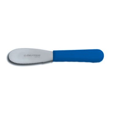 Dexter Russell 18213C 3.5" Sani-Safe Scalloped Sandwich Spreader with Blue Handle