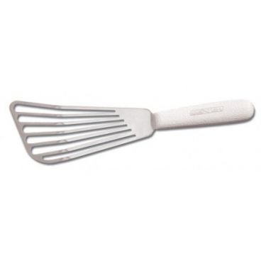 Dexter Russell 19673 Sani-Safe Series 6.5" x 3" Slotted Stainless Steel Fish Turner with White Handle