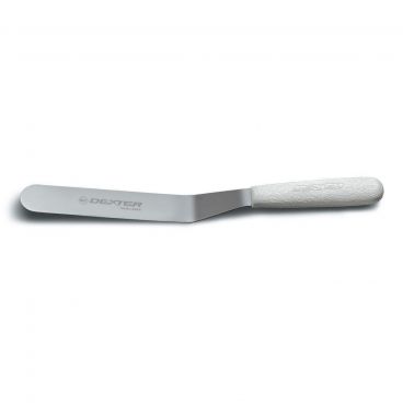 Dexter-Russell 17623 Sani-Safe 8" Offset Stainless Steel Baker's Spatula with White Handle