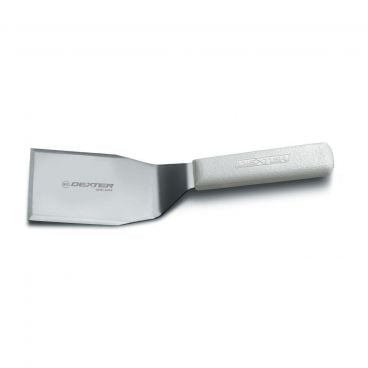 Dexter Russell 16433 Sani-Safe 4" x 3" Stainless Steel Hamburger Turner with White Handle