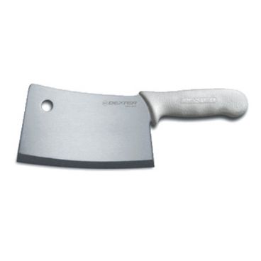 Dexter Russell 08253 Sani-Safe 7" Stainless Cleaver High-Carbon Steel Blade and White Polypropylene Handle
