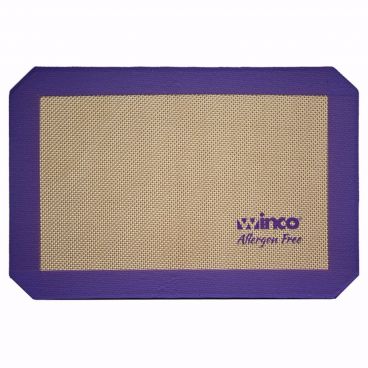 Winco SBS-11PP 8.25" x 11.75" 1/4 Size Allergen Free Purple Silicone Baking Mat