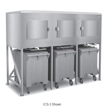 Scotsman ICS-3-SL 90" Wide 3 Bay 2900 lb Storage Capacity Stainless Steel Ice Express System With Extension And 3 Polyethylene Ice Carts
