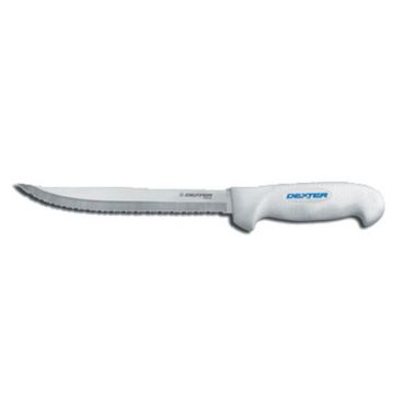 Dexter Russell 24293 SofGrip 8" Tiger Edge Slicer with High-Carbon Steel Blade and White Handle