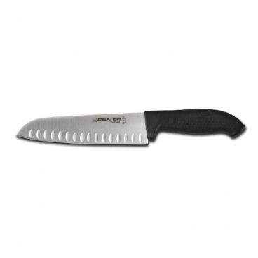 Dexter-Russell SG144-9GEB-PCP 9" Sofgrip Santoku Knife with High-Carbon Steel Blade and Black Rubber Handle