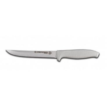 Dexter Russell 24213 SofGrip 6" Scalloped Edge Utility Knife with High-Carbon Steel Blade and White Handle