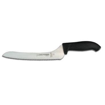 Dexter Russell 24423B 9" Offset Scalloped Sandwich Knife with High-Carbon Steel Blade and Black Handle