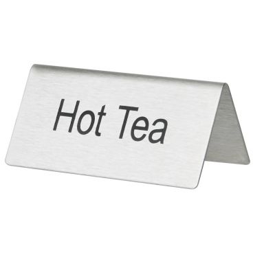 Winco SGN-101 Stainless Steel "Hot Tea" Table Tent Sign