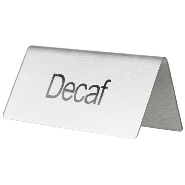 Winco SGN-102 Stainless Steel "Decaf" Table Tent Sign