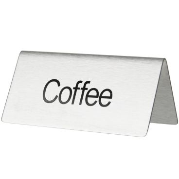 Winco SGN-103 Stainless Steel "Coffee" Table Tent Sign