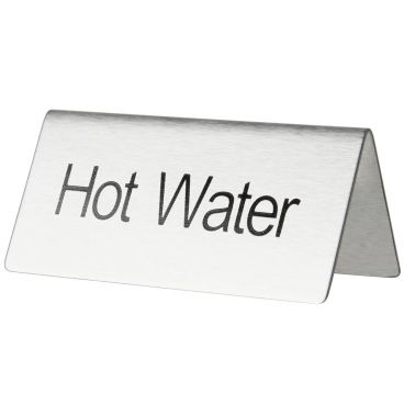 Winco SGN-104 Stainless Steel "Hot Water" Table Tent Sign