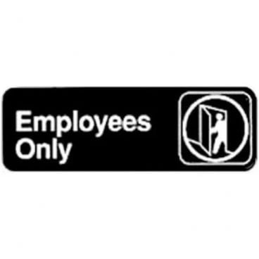 Winco SGN-305 Employees Only Sign - Black and White, 9" x 3"