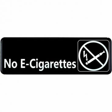 Winco SGN-335 No E-Cigarettes Sign - Black and White, 9" x 3"