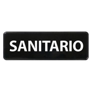 Winco SGN-367 Black 3" x 9" Spanish Sanitize Information Sign