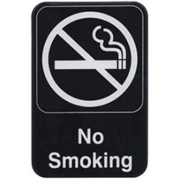 Winco SGN-601 No Smoking Sign - Black and White, 9" x 6"
