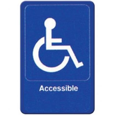 Winco SGN-653B Handicap Accessible Sign - Blue and White, 9" x 6"
